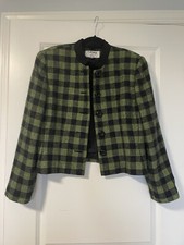 Kasper Blazer Womens 6 Green Black Plaid Clueless Preppy Vintage Wool Jacket S