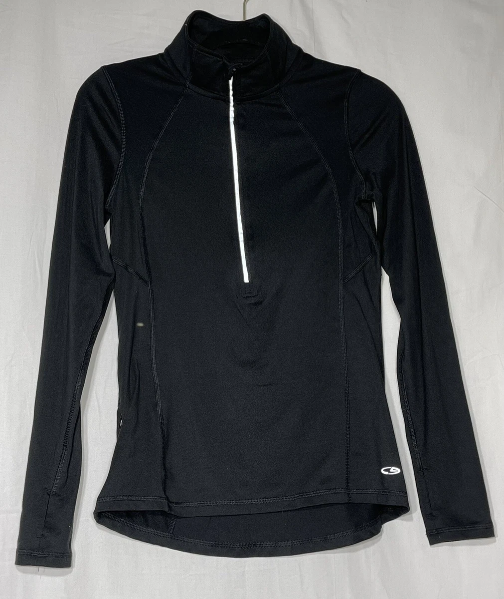 Champion Duo Dry Women s Black 1 4 Zip Long Sleeve Pullover Top Sz XS