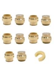 EFIELD 10PCS 1/2" PUSH FIT END STOP PLUG FITTINGS WITH CLIP, LEAD FREE