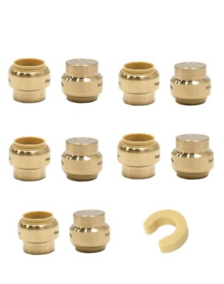 EFIELD 10PCS 1/2'' PUSH FIT END STOP PLUG FITTINGS WITH CLIP, LEAD FREE