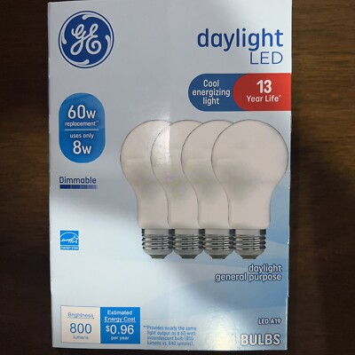  GE Refresh 1-Pack 4-BULBS 60watts Lights Daylight White Light A19 LED