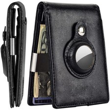 Men Leather Airtag Money Clip Wallet RFID Blocking Credit Card Air Tag Case Gift