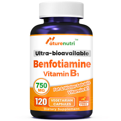 750mg Benfotiamine with Thiamine-120 Capsules| Made in USA | 3rd Party Tested