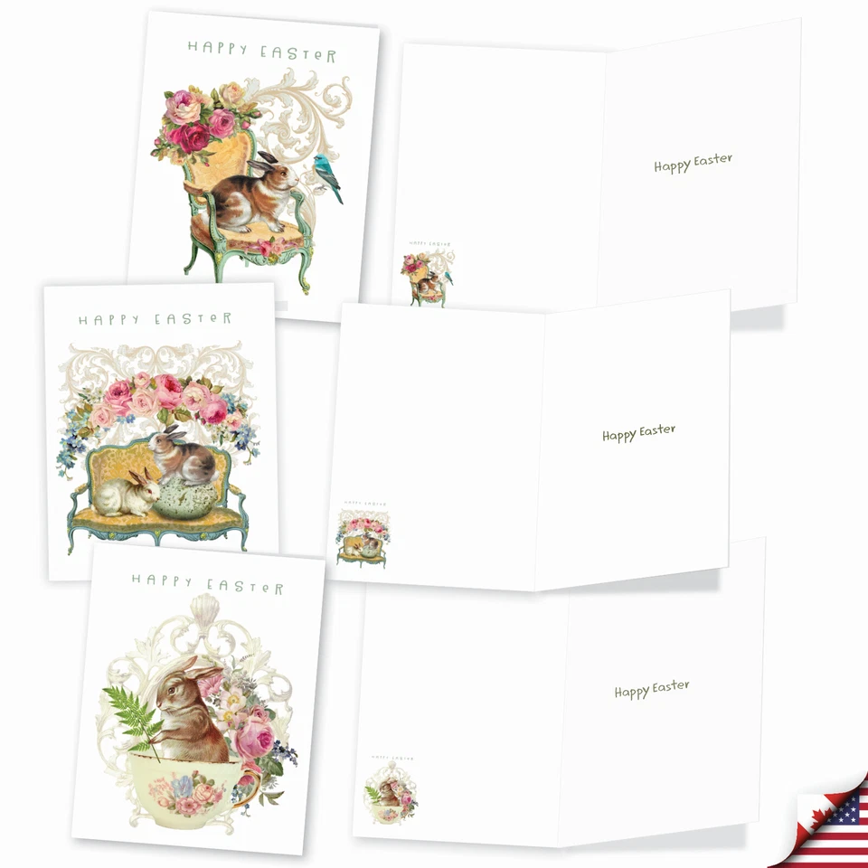 20 Easter Cards (10 Designs, 2 Each) - Blooms and Bunnies AM3513EAG-B2x10 - Image 4 of 4