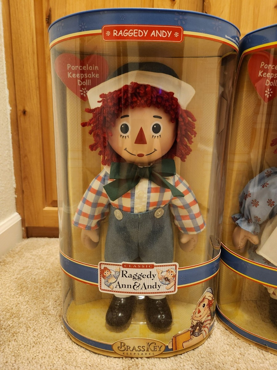 2004 Brass Key Raggedy Ann and Andy Porcelain Dolls In Original