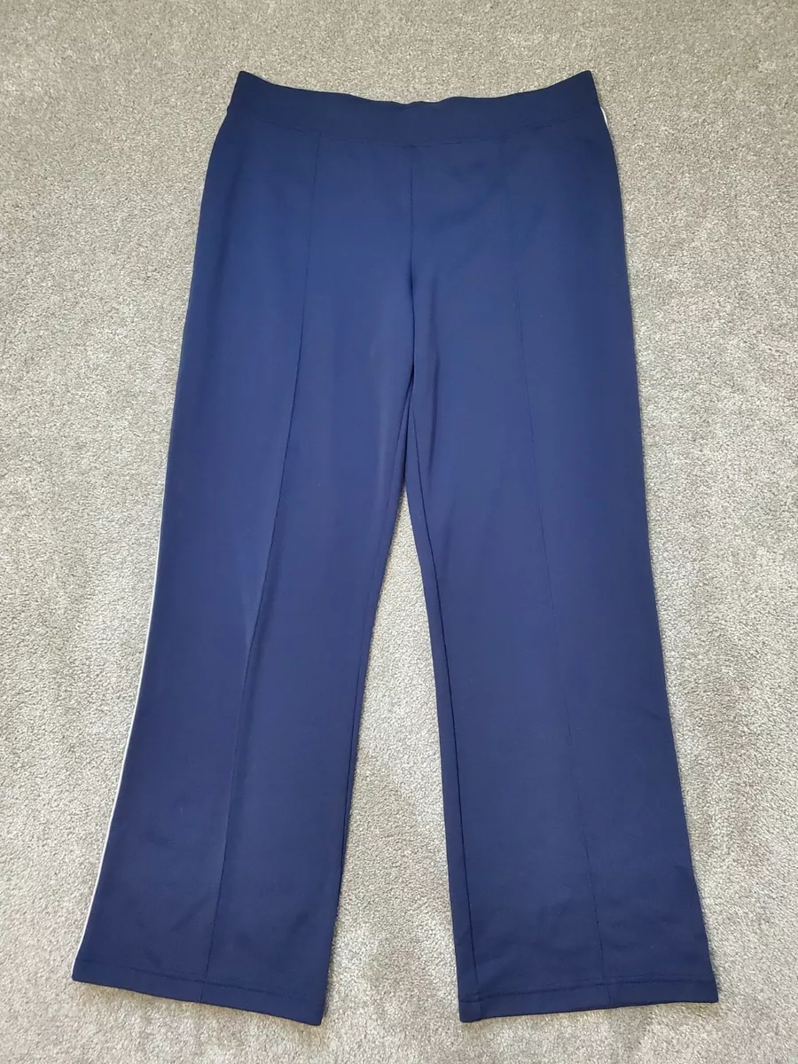 Tek Gear Womens Sweatpants L Large Blue White Stripe Pockets Waist Pants