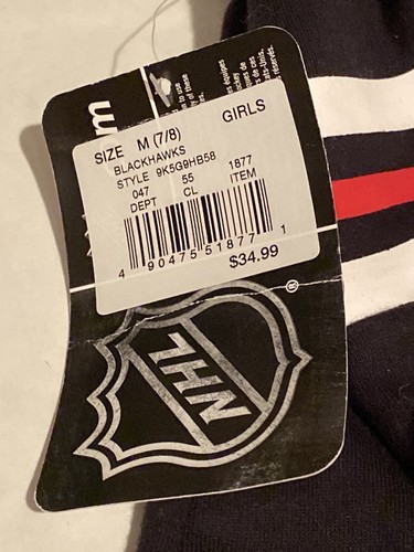 Girls Medium M 7/8 Chicago Blackhawks Hockey Black Hoodie Shirt New With Tags - Picture 11 of 11