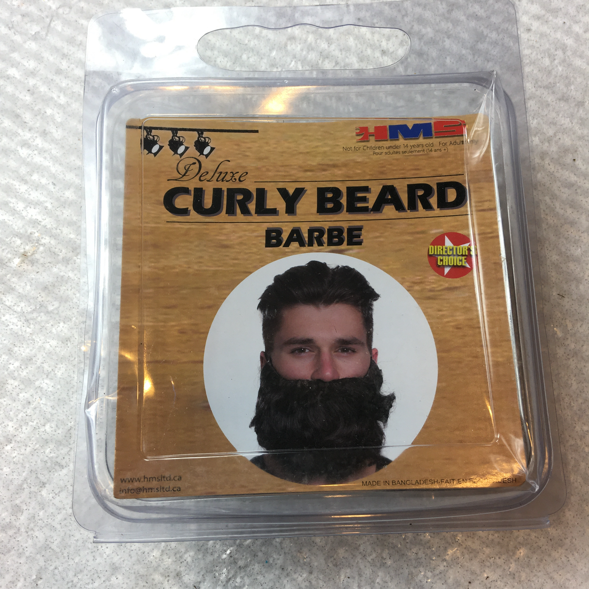 HMS Mens Black 71 3821 Fancy Dress Costume Short Curly Hair Beard