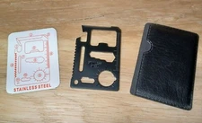 Black Stainless Steel 11 in 1 Wallet Multi Tool Knife Survival Camping w/Sleeve
