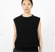Margaret Howell Boxy Crew Neck Slipover Vest Waistcoat Black