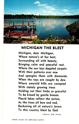 Michigan The Blest Poem & Scenic View Postcard