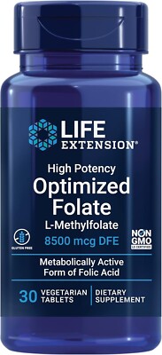 Life Extension High Potency Optimized Folate-L-Methylfolate-8500 mcg, 30 Tablets