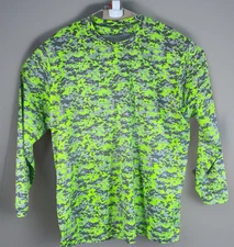 Augusta Sportswear Green Neon Digi Camo Camouflage T-Shirt Men 2XL Long Sleeve
