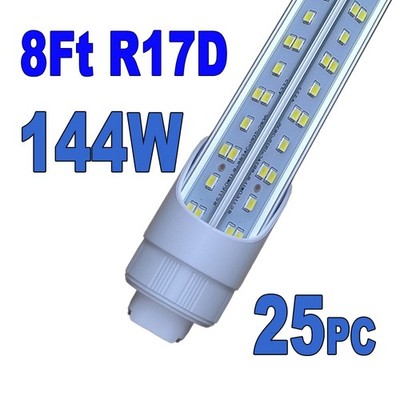 25Pack HO R17d 8FT LED Shop Lights 144W 8' LED Tube Light Bulbs T8 Light Fixture