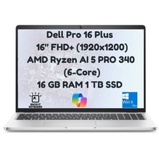 New Dell Pro 16 Plus PB16255 16" FHD Ryzen AI 5 PRO 340 16GB RAM 1TB SSD IR CAM