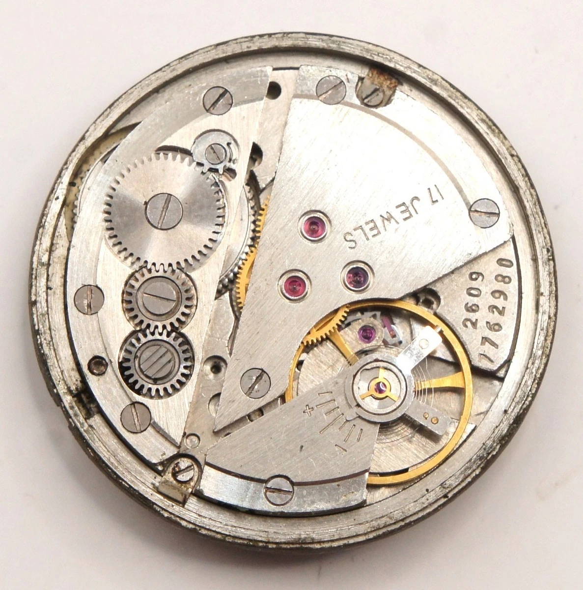 Movimiento de reloj vintage Sekonda Poljot 2609 17J esfera soviética URSS manecillas para piezas