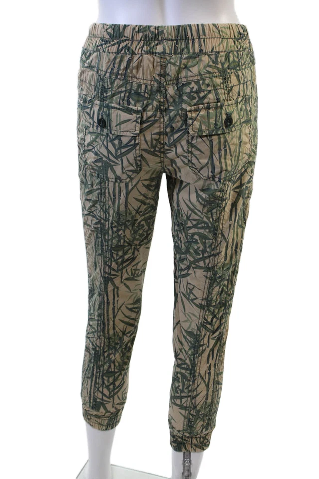 Pantalones Jogger Marrakech Mujer Estampado de Hojas Pierna Ajustada Beige Verde Algodón Talla 26 Foto 3 de 4