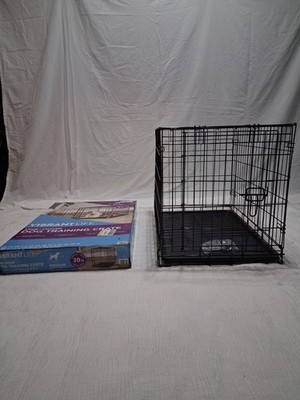 Vibrant Life One-Door Dog Training Crate, 30 in Medium Folding Metal Cage