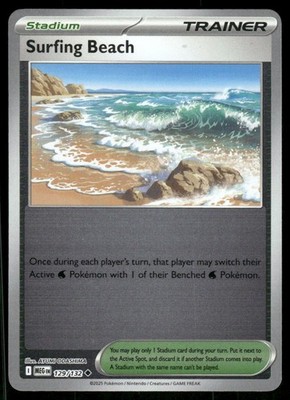Surfing Beach 129/132 Uncommon Mega Evolution Pokemon Reverse Holo Near Mint