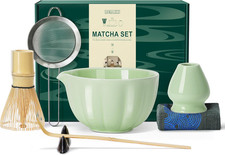 Matcha Whisk Set,7 PCS Ceramic Matcha Kit Includes Matcha Bowl with Spout, Match