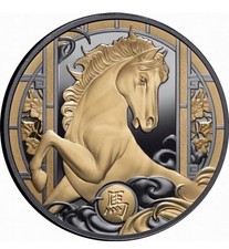 COA  777 2026 Niue Lunar Year of the HORSE 1 oz Silver BLACK PROOF MINTAGE 888