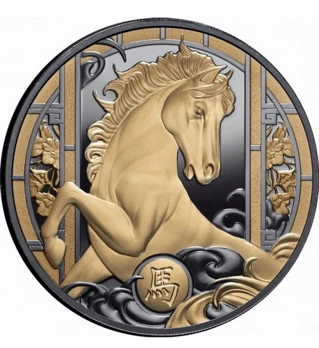 2026 Niue LUNAR YEAR of the HORSE 1 oz Silver BLACK PROOF BOX COA MINTAGE 888