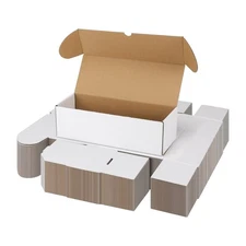 25 Pack 10x4x3 Card Toploader Storage Boxes, Brown White Cardboard Organizer ...