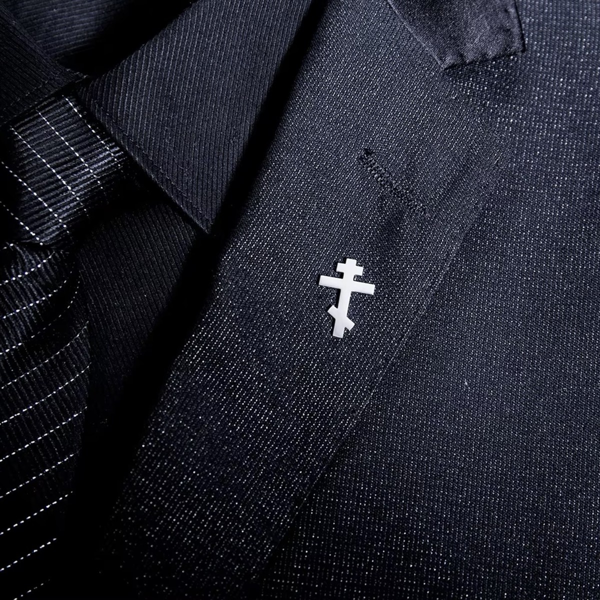 Broche Cruz Ortodoxa para Hombre | Traje Religioso Pin Boda Insignia Acero Inoxidable