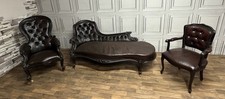 Chesterfield chais lounge suite with 2 chairs in  very dark antique ox blood red