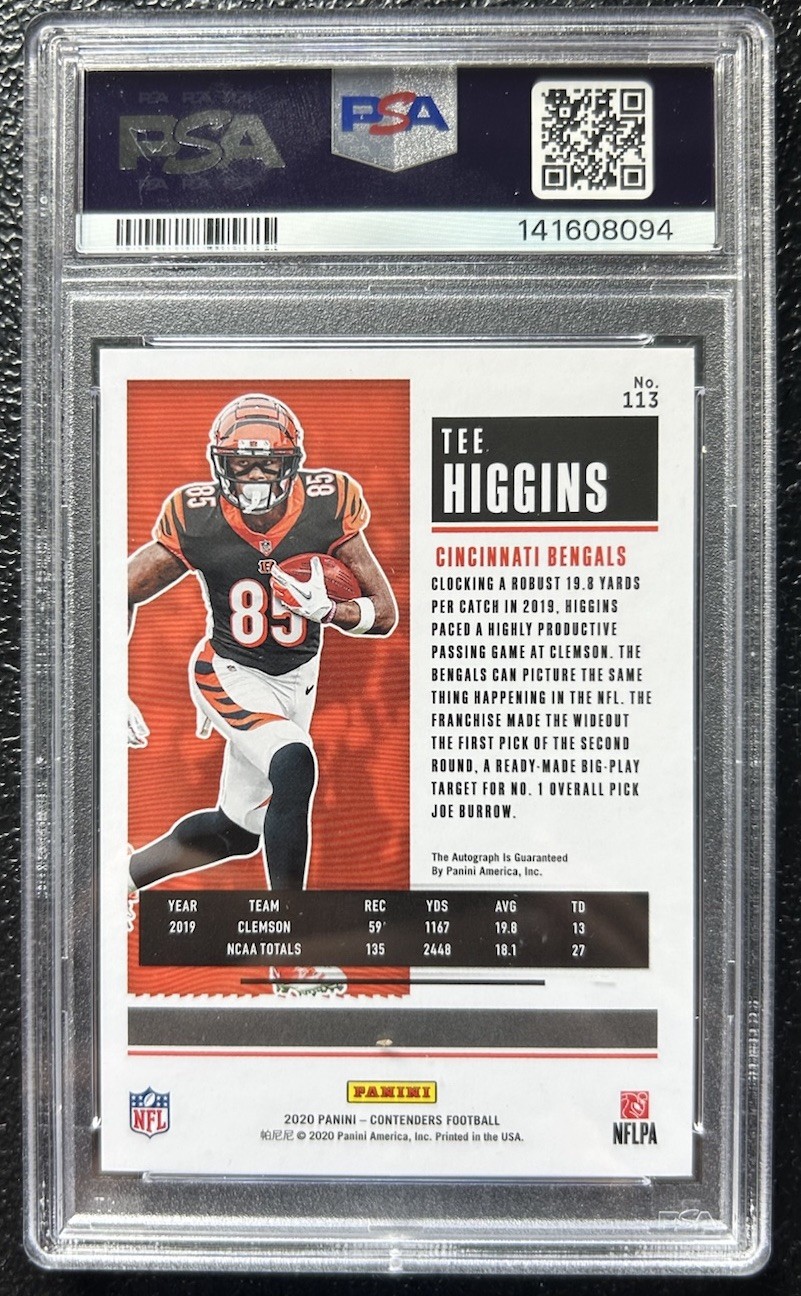 2020 Panini Contenders Tee Higgins Autograph - Championship Rookie /49 Psa 9 view 2