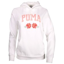 PUMA Faux Embroidery Floral Pullover Hoodie Womens White Casual Outerwear 684410
