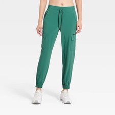 Women Active Light Mid-Rise Cargo Jogger Pants - All In Motion Forest
