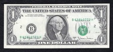 1977-A $1 FRN FEDERAL RESERVE NOTE “MISALIGNMENT ERROR” ABOUT UNCIRCULATED