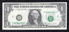 1977-A $1 FRN FEDERAL RESERVE NOTE “MISALIGNMENT ERROR” ABOUT UNCIRCULATED
