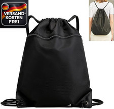 Sportbeutel mit Reißverschluss wasserdicht 43x34cm Kordelzug schwarz