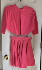 Girls Suit Jacket Swing Skirt 1960s Hot Pink Thick Felt Handmade OOAK Size Small