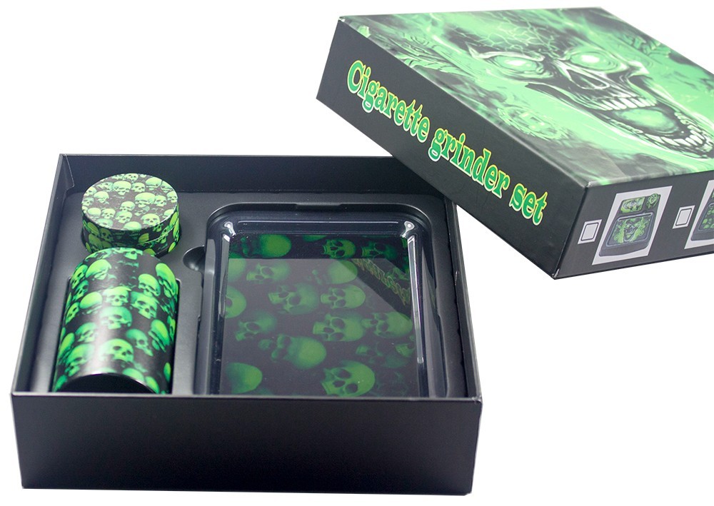 tobacco grinder set Tobacco Grinder Kit -Air Tight Storage Container Plastic Rolling Tray &  Grinder3