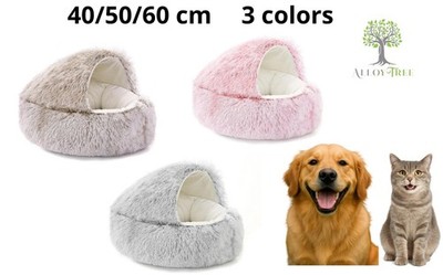 Hund Katze Bett Kapuze Kätzchen Haustier Kuschelhöhle Weich Beruhigend Iglu Kuschelig Plüsch Kunstfell