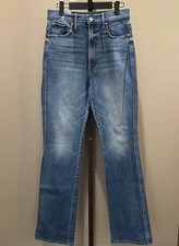 Mother High Waisted Blue Denim Jeans Button Logo Zip Pockets Solid 5-Pocket