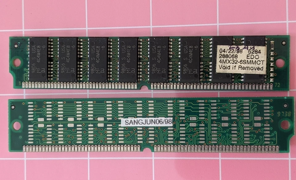 32MB 2x16MB EDO 60ns MICRON 4Mx32-6SMMCT 5.0V 72-pin Simm Ram Memory Kit DRAM - Image 4 of 4