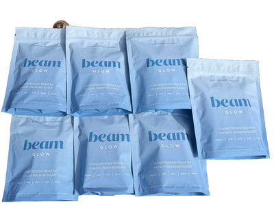 (7) Beam Glow Blue Raspberry Hormone Balancing Powder Drink Mix  15 Packs EA