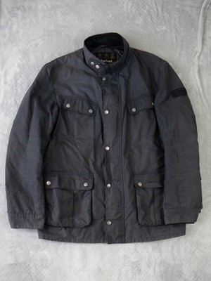 Barbour International Duke Wachsjacke Herren Large Navy Country Coat Biker