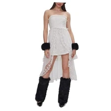 2 Pieces Faux Fur Arm Warmers and Leg Warmers Set Wrist Furry Cuffs for Black