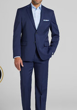 2025 JOS A BANK Reserve Navy Blue Full Suit 50R Stretch Wool Tailored Slim Fit
