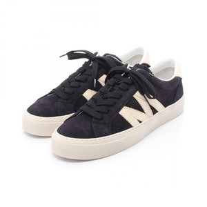 Moncler Washed Black Monaco Suede Low Top Sneakers Shoes Tennis Preppy Men 42.5 MONCLER New Monaco Shearling-Lined Suede Sneakers for Men  main image 2