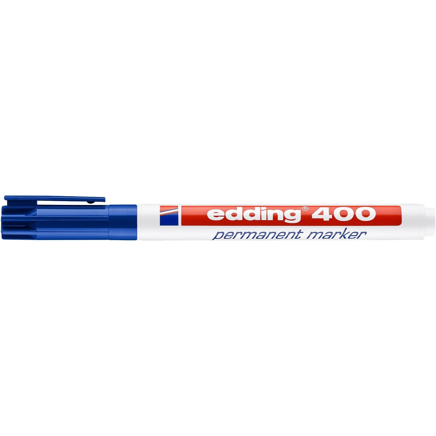 Marqueur permanent edding 400 bleu a pointe fine 1 mm resistant a l'eau