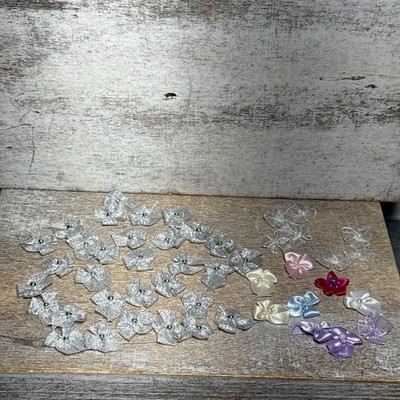 Lot of 47 Unbranded Artificial Flowers Assortment Florals, Colors Silver 1''
