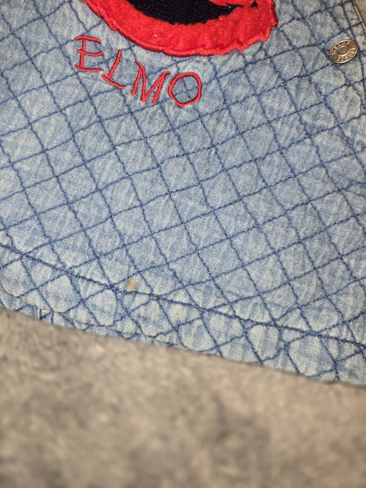 Jersey sin mangas de mezclilla suave vintage Sesame Street Elmo talla 12 mth rojo marino Foto 2 de 4