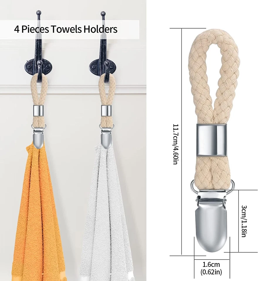 4 Stück Handtuchclips zum Aufhängen, Handtuchclips mit Schlaufen, Handtuchklemme - Bild 2 von 4