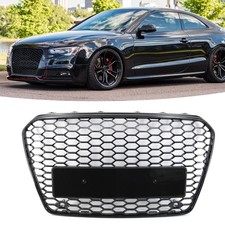 RS Style Gloss Black Front Honeycomb Grille Grill For Audi A5 S5 8T 2012-2016